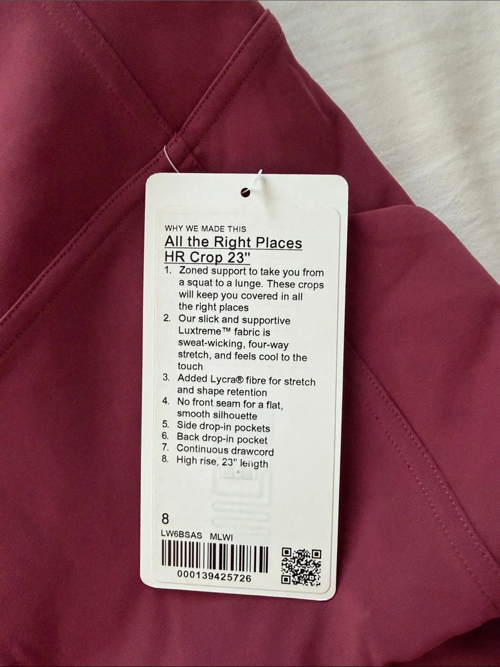 Lululemon Women’s Deep Wine Leggings